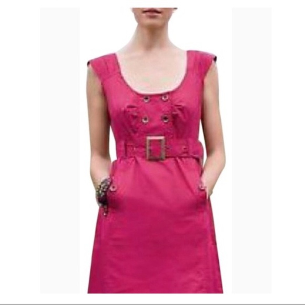 Maeve, Mini Pink Buckle Button Dress missing Belt